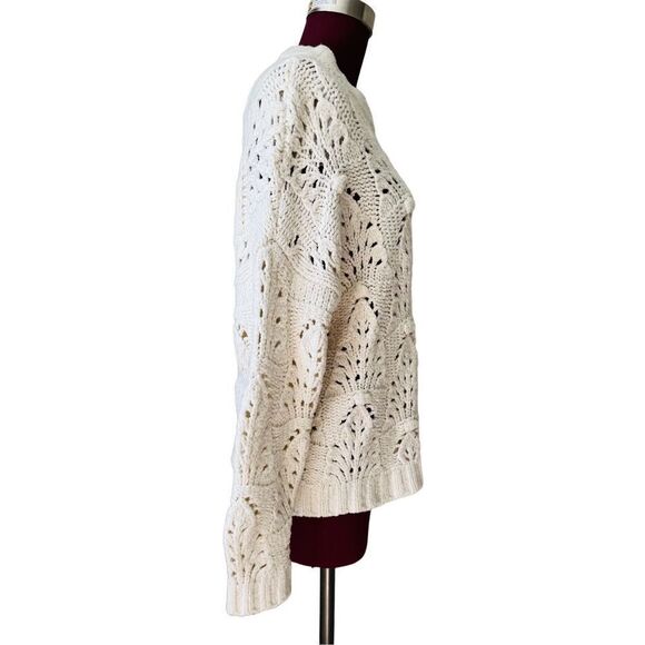 Aerie Cream Pointelle Chunky Knit Sweater Women’s Size S - Picture 4 of 11